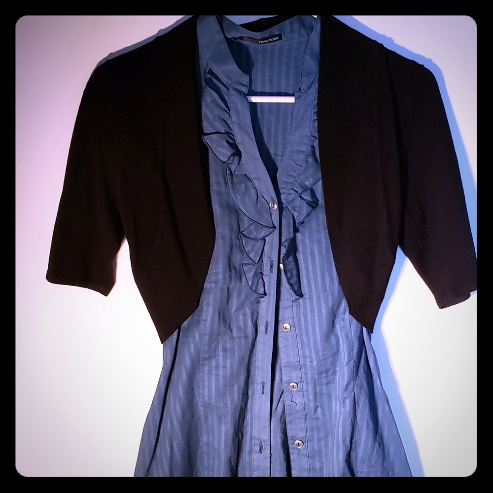 Womens 3/4 length button down dress shirt w/vest